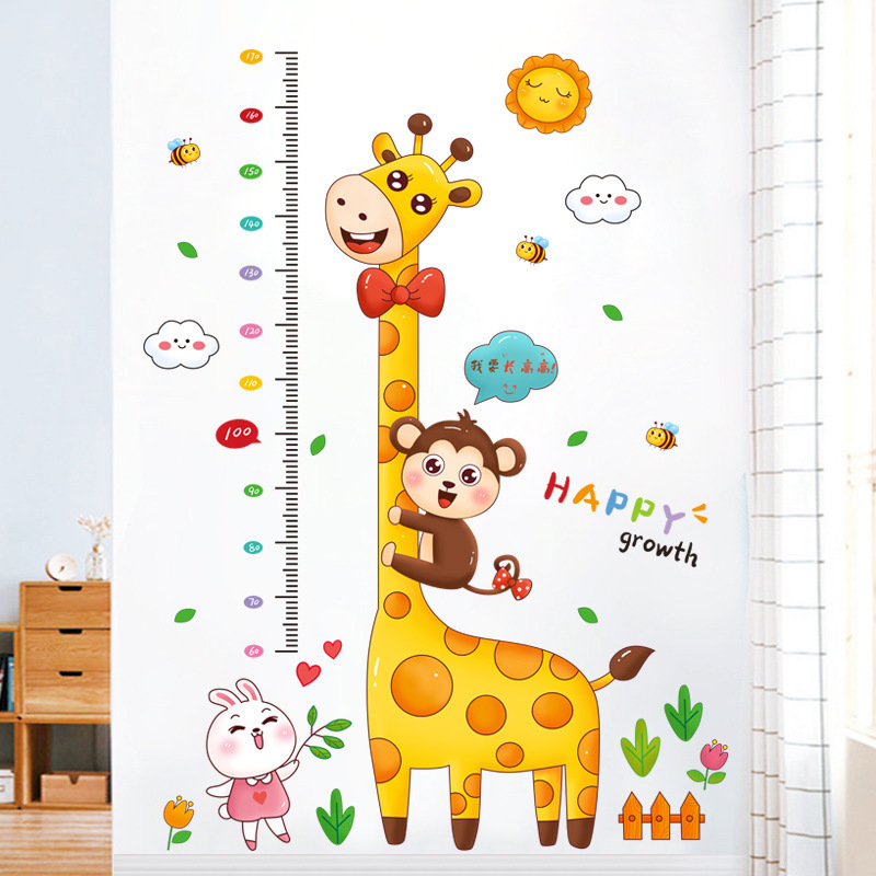 Children's Room Layout Giraffe Height Stickers Kindergarten Wall Decoration Wall Stickers Cartoon Stickers Wallpaper Self-Adhesive