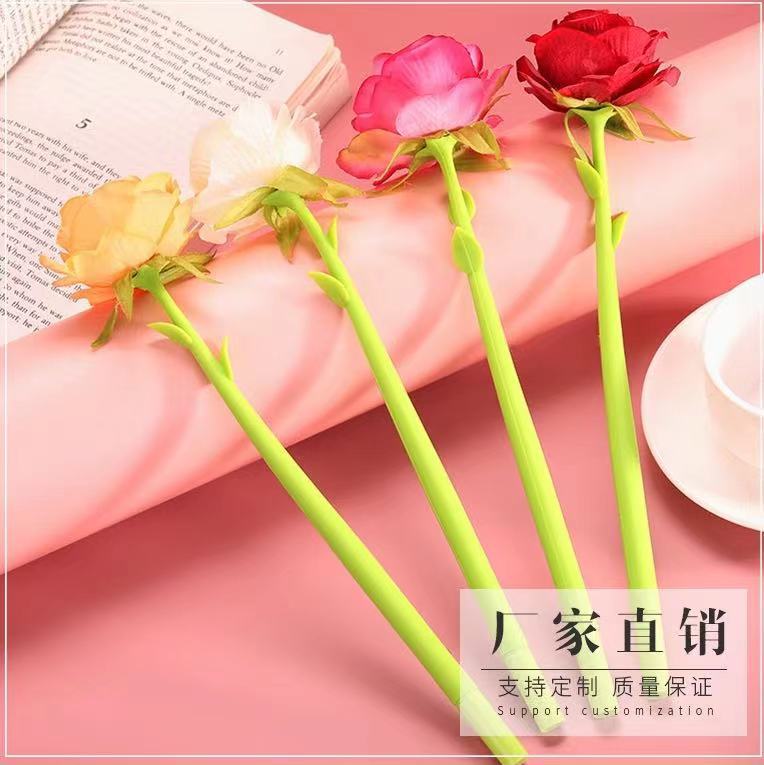 Factory Direct supply Korean sweet creative cute girl heart rose silicone gel pen wholesale student personality fashion