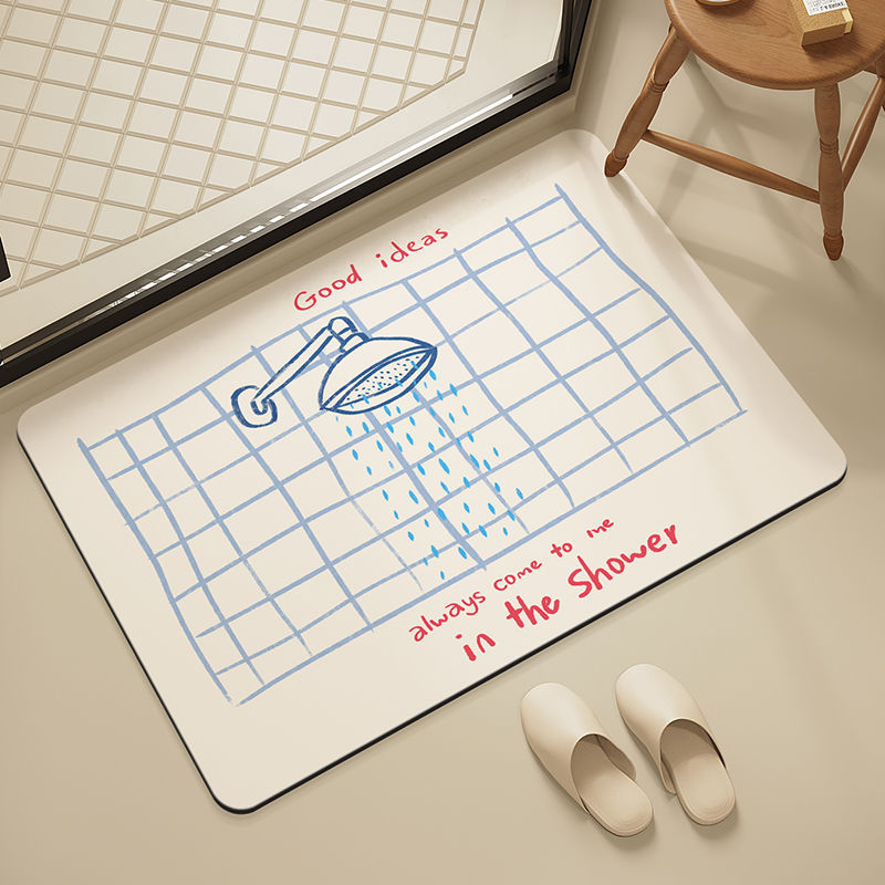 Cross-Border Bathroom Diatomaceous Earth Floor Mat, Water-Absorbent and Dirt-Resistant Washbasin Mat, Household Entrance Door Cartoon Foot Mat