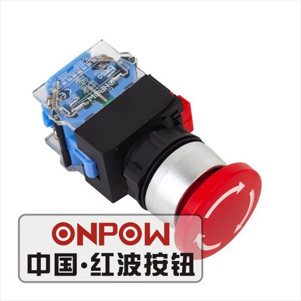 长期销售ONPOW红波按钮LAS0-A3系列红色蘑菇推锁旋放急停按钮开关