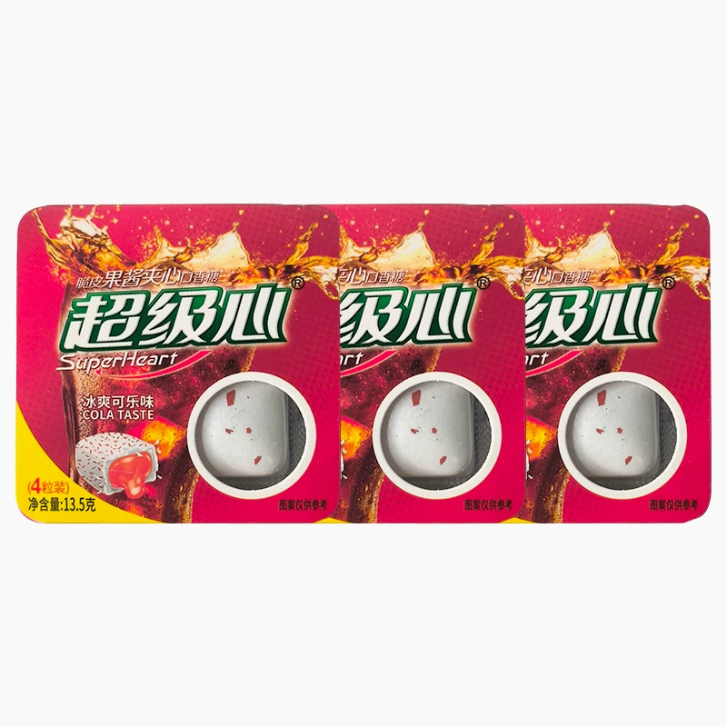 Жевательная резинка с фруктовым джемом (SuperHeart) — хрустящая, фруктовые вкусы, упаковки по 13,5 г
