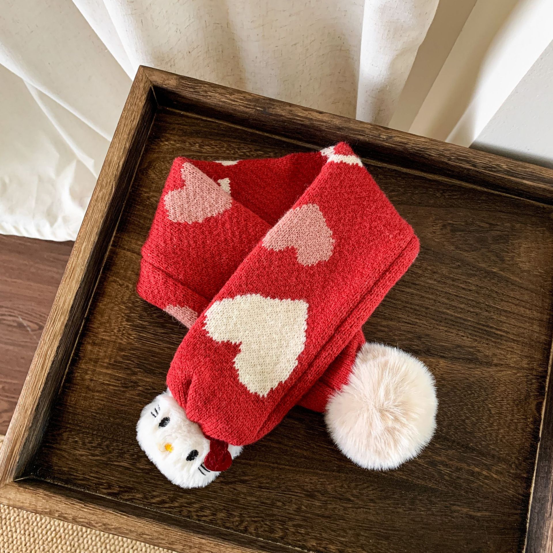 Sugar Pear ropa infantil bufandas rojas de punto para niños otoño invierno caliente niña encantadora Navidad de Año Nuevo buñuelo