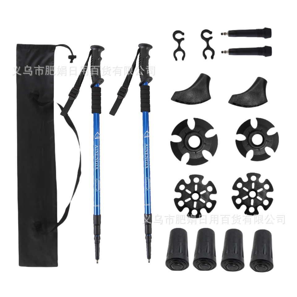 Amazon TEMU Aliexpress tres secciones de aleación de aluminio telescópico amortiguador bastón de escalada antideslizante image 9