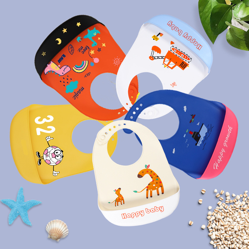 Babero de Silicona para Bebé 2023, Impermeable y a Prueba de Aceite, Antisaliva y Antisalpicaduras - Babero de Alimentación para Niños