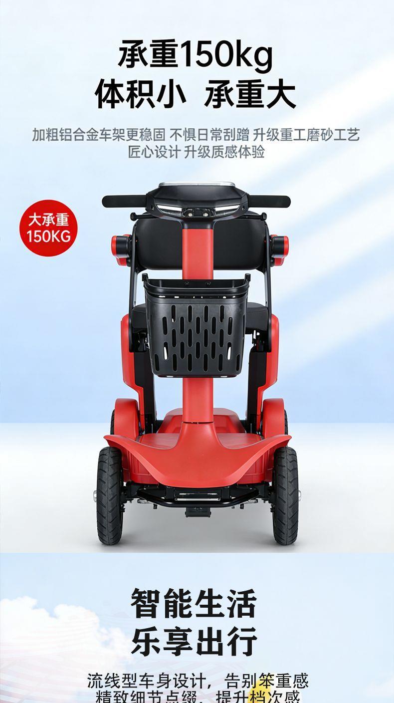 New Model of Foldable Electric Four-Wheel Scooter for the Elderly, Suitable for Travel, Home Use, and as an Assistive Vehicle for Disabled People, Ideal for Seniors' Mobility