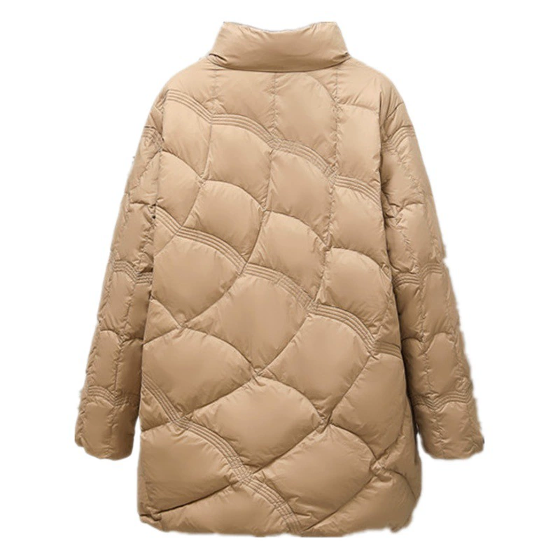 Белый утиный пух Зимний Легкий пуховик женский длинный плюс толстый плюс размер 200 кг свободный пухленький тонкий воротник-стойка для девочек