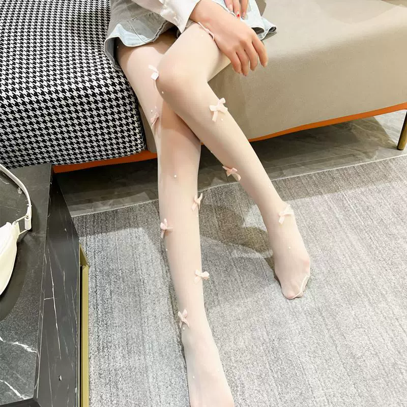 Summer velvet tights with bow, Lolita style