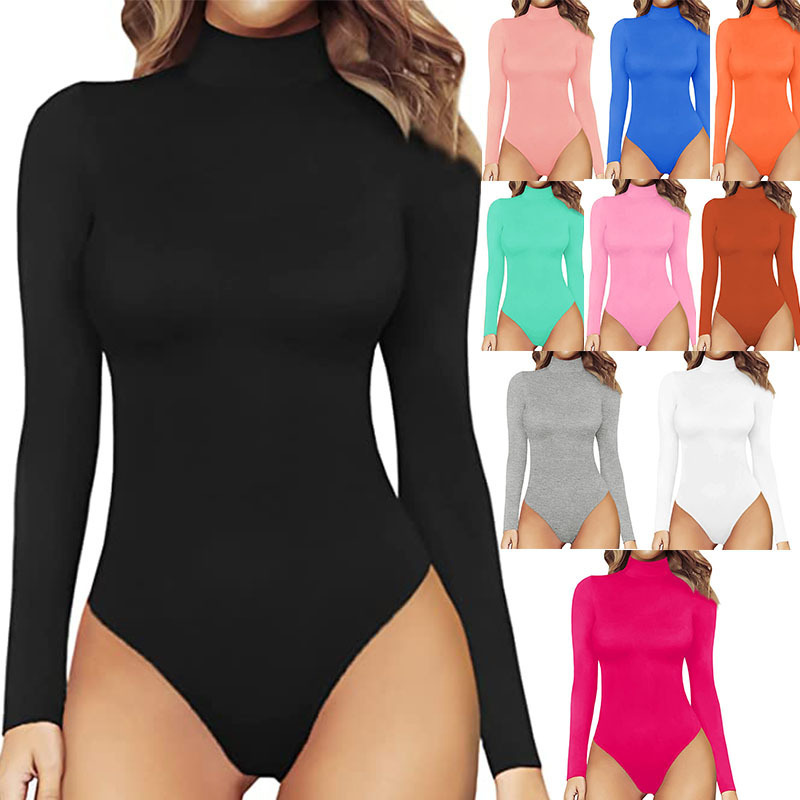 2022 Amazon AliExpress New Hot Sale Women's Sexy T-shaped Base Shirt Slim-fit Crewneck Jumpsuit