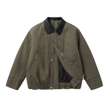 2025冬季新款拼色翻领棉服工装棉衣厚保暖外套