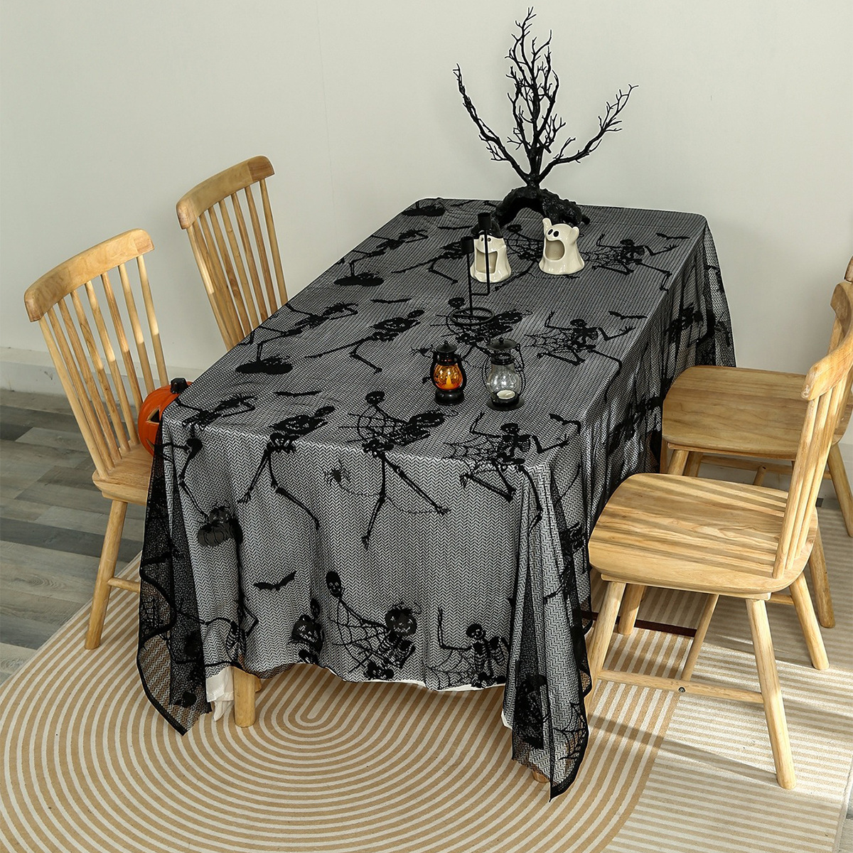 Amazon Halloween telas de mesa de encaje negro para el hogar de alta calidad telas de mesa rectangulares TEMU en stock