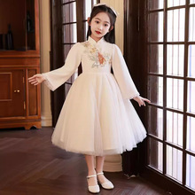 长袖儿童礼服中国风高端中式汉服生日公主裙儿童拜年服钢琴演出服