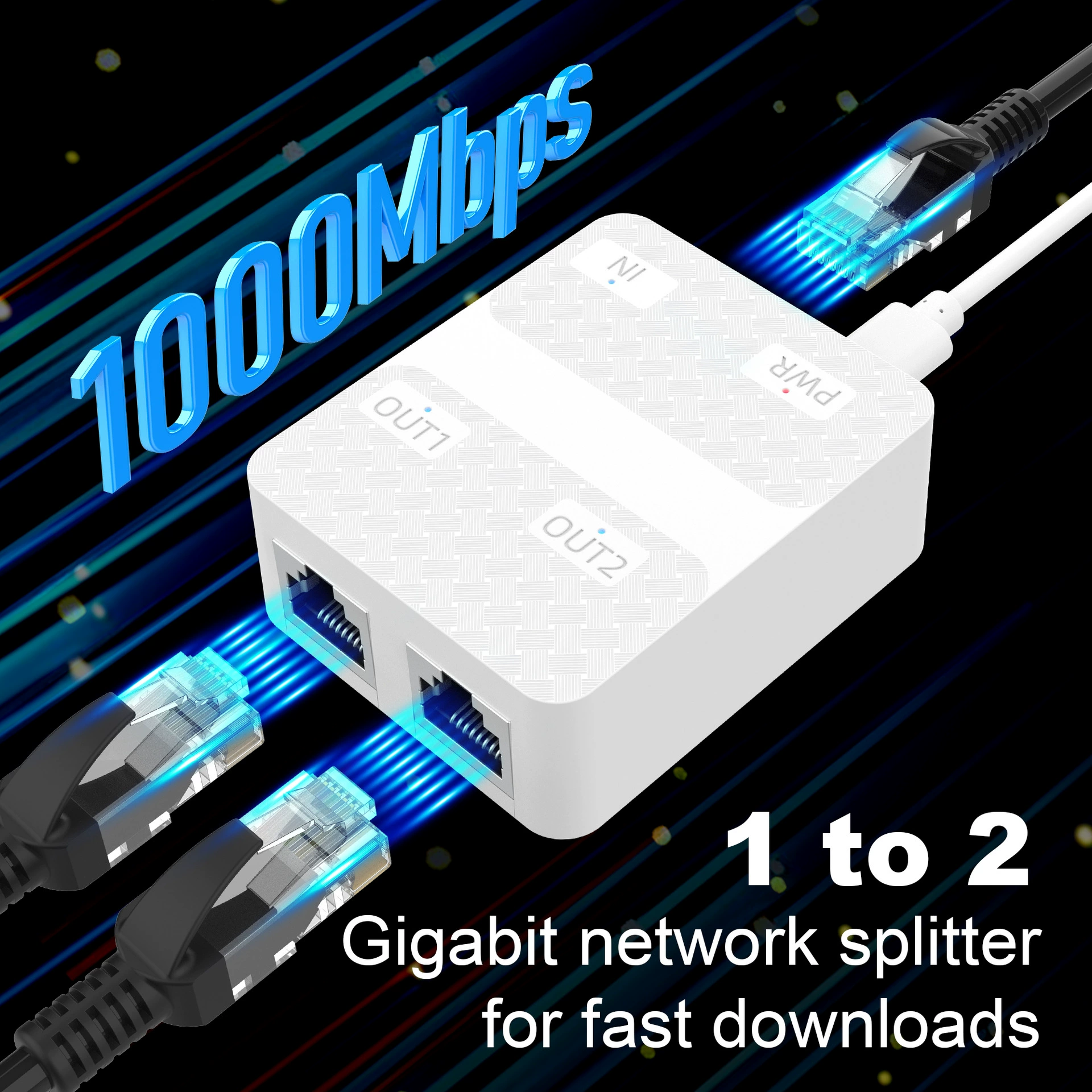 Гигабитный сетевой разветвитель 1000 м, разъем сетевого кабеля RJ45, 1 вход, 2 выхода, широкополосный маршрутизатор, сетевое распределение