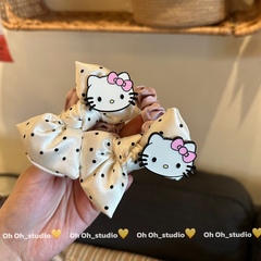 【oh oh】洋气猫粉色珠光发圈波点蝴蝶结发圈可爱卡通丸子头发绳