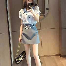 春季超火穿搭一整套小个子独特漂亮时尚高级感大方得体衬衫套装裙