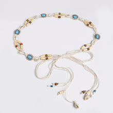 波西米亚风腰绳编织打结民族风手工木珠女腰带休闲度假风精致腰绳