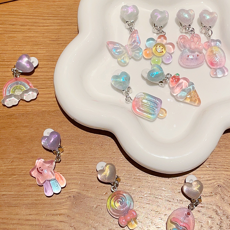子供用クロミイヤークリップ女の子星アクセサリー赤ちゃん新型かわいい耳穴なし痛みなしプリンセス高级耳饰り