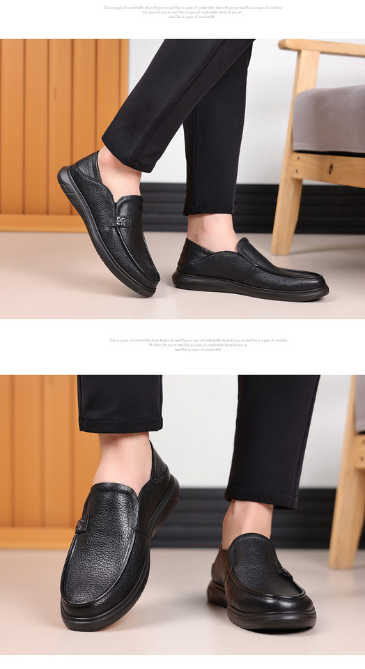 Giày lười nam da cừu mềm kiểu mới, giày slip-on đế bệt mũi tròn thoáng khí — Màu đen chi tiết 16