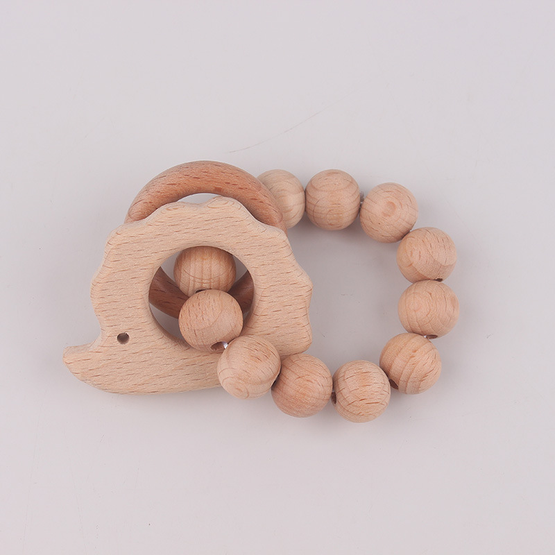Europa y América niños pulsera de madera animal beech goma de madera perla recién nacido mordida le mordida molar pulsera