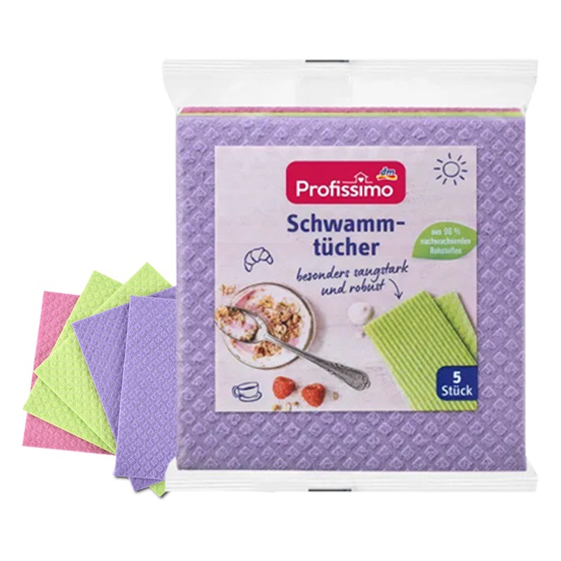 ドイツdm百清潔布木質綿怠け者雑巾強吸水両面皿洗いスポンジ布キッチンクリーニングタオル卸売り