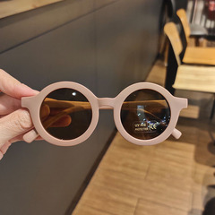 Children's sunglasses for boys and girls, retro versatile round frame glasses, fashionable and cute sunglasses for babies, anti-UV sunshade