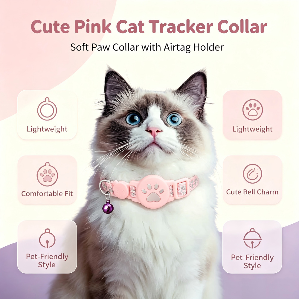Pet Cat Positioning Collar Tracker Suitable for iOS Waterproof Apple Find My Reflective Collar