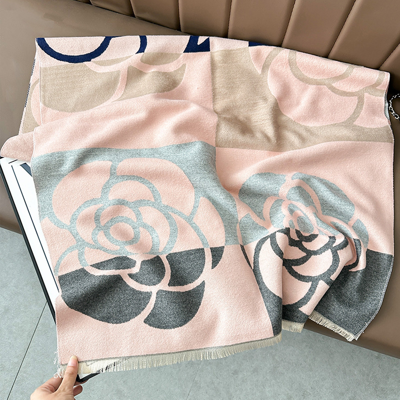 Bufandas coreanas de cachemira de dama 2025 pájaros con un bufón de aire acondicionado que se vuelve más grueso y cálido