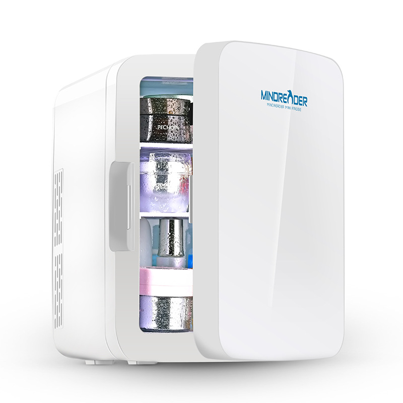 Nuevo 10L portátil mini refrigerador pequeño refrigerador del coche del hogar del coche de doble uso del panel de vidrio del dormitorio frío y caliente refrigerador