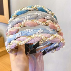 Pearl hairband, hair chain headwear, tassel headband for women—summer style, braided hair ribbon with an ethereal, internet-famous design, 2021 new collection