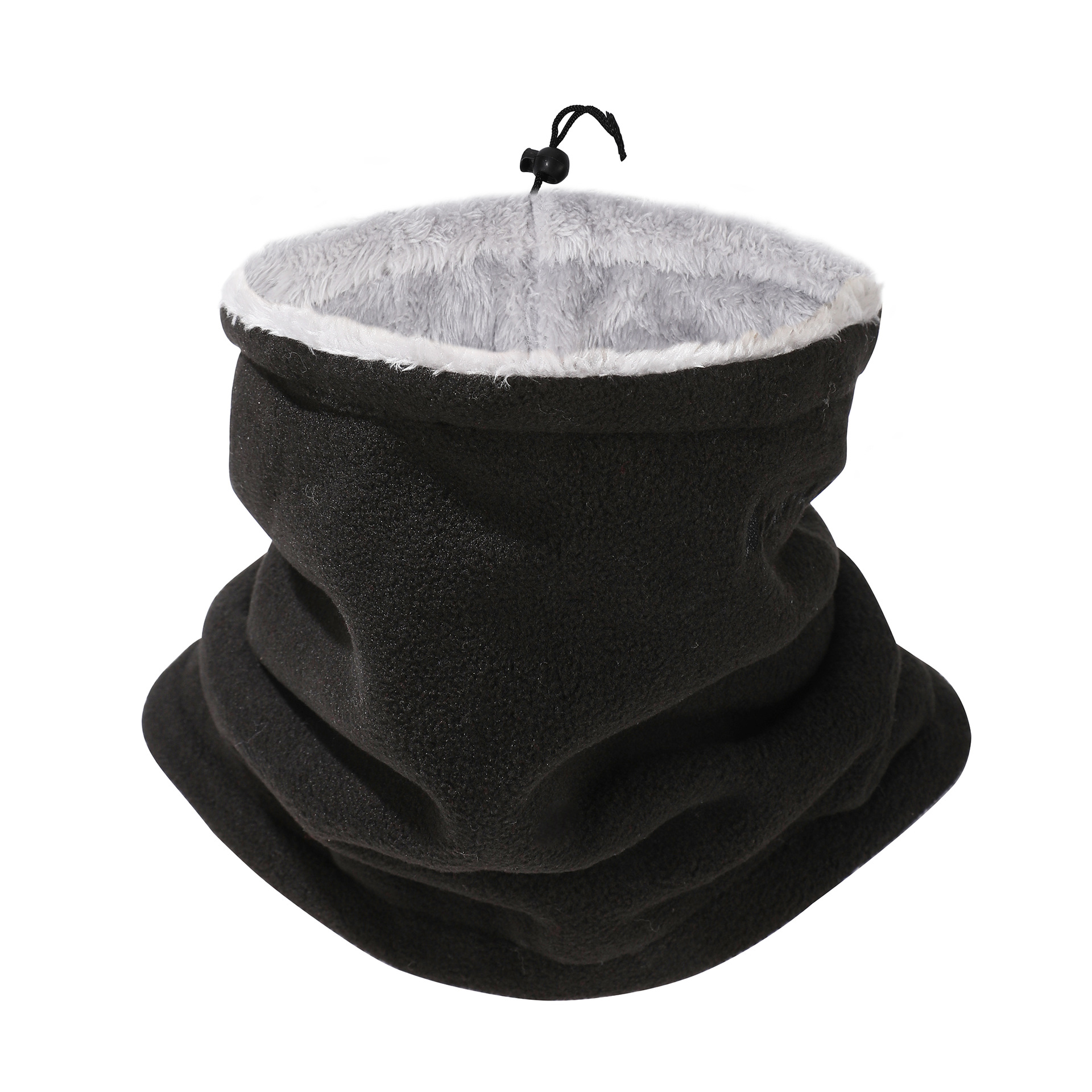 Invierno de terciopelo de calentamiento de la mujer bordado simple cuerda de tracción ajustable máscara fría y gruesa manga de cuello para hombres