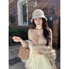 鱼兔子的兔子v领毛衣女甜美温柔秋冬2025新款长袖修身针织开衫女