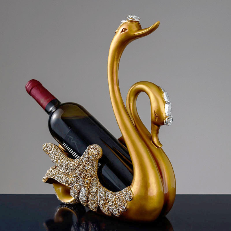 Mayorista cisne decoraciones decorativas para el hogar estantes de vino decoraciones de sala de estar decoración de resina de almacenamiento artesanía