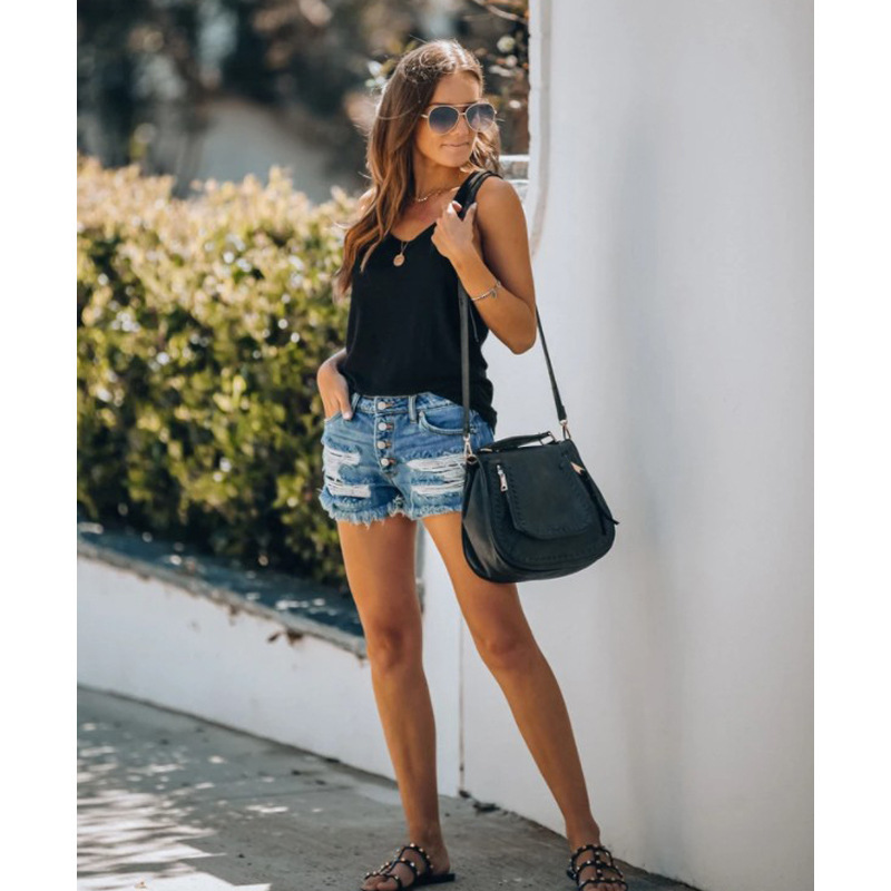Shorts de Mezclilla para Mujer de Cintura Alta con Lavado para Uso Casual