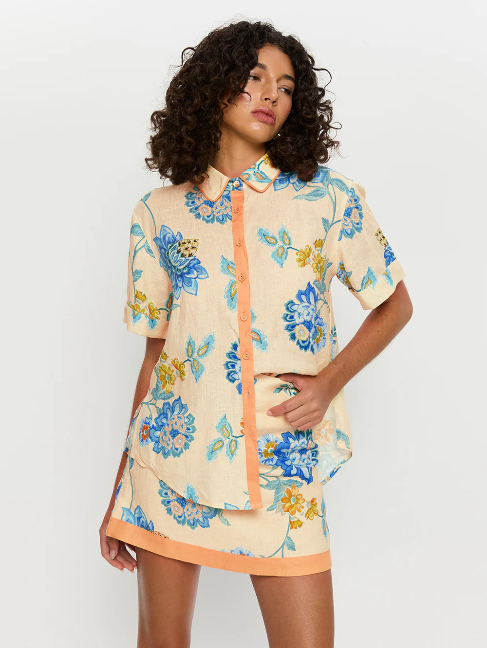 Spring Summer Short Sleeves Shirt Printing Skirt Set Loose Vacation Two Piece Sets 9 Spring Summer Short Sleeves Shirt Printing Skirt Set Loose Vacation Two Piece Sets