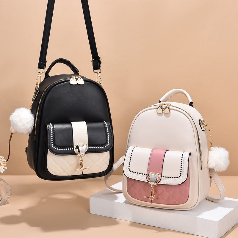Mochila transfronteriza para mujer 2025 Nueva mochila informal de moda portátil con combinación de colores, mochila de viaje de gran capacidad