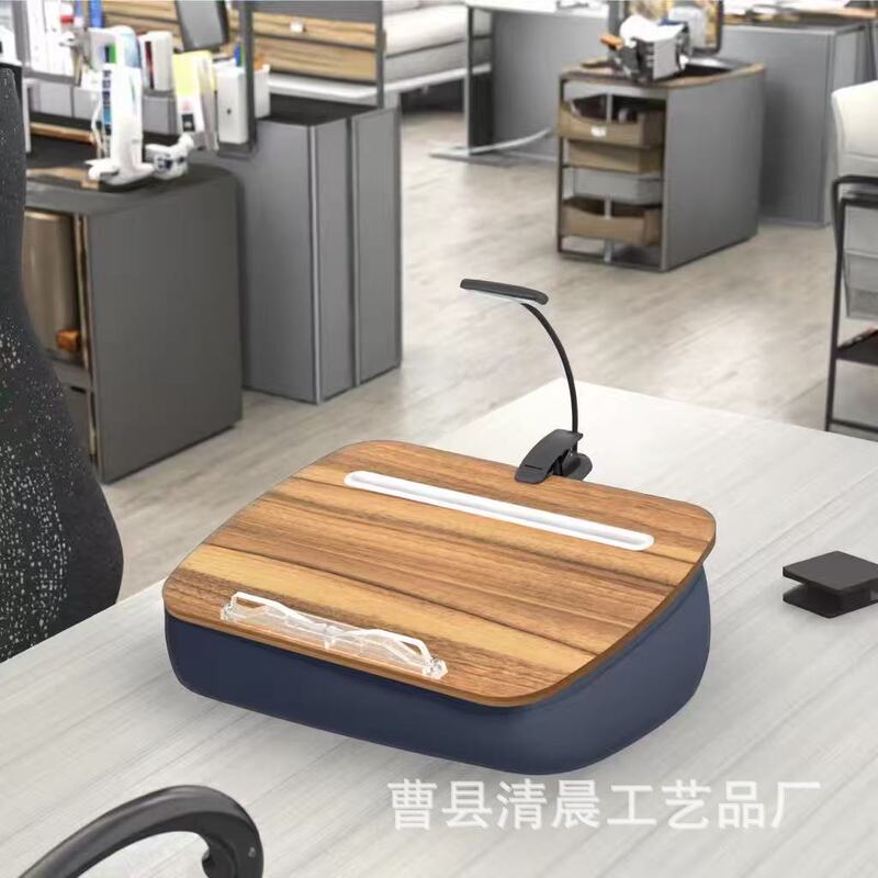 Wooden Lazy Laptop Desk Multifunctional Portable Pillow Table Home Solid Wood Bed Study Reading Bookshelf