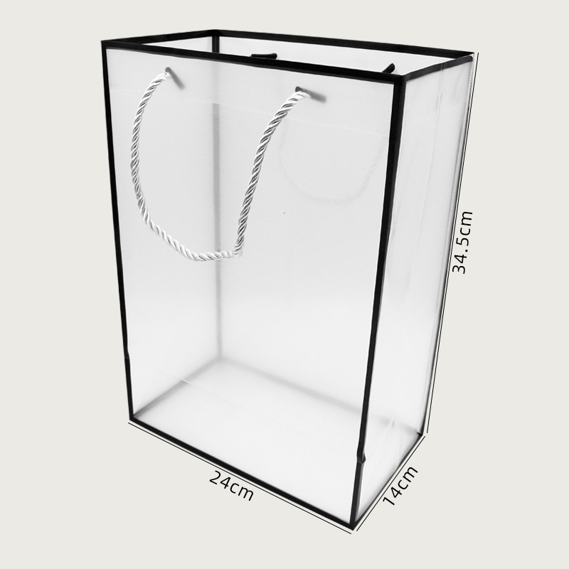 Bolso de ventana abierta Bolsa de ventana transparente de pvc Bolsa de embalaje de ramo de regalo cuadrado Bolsa de regalo de vacaciones al por mayor