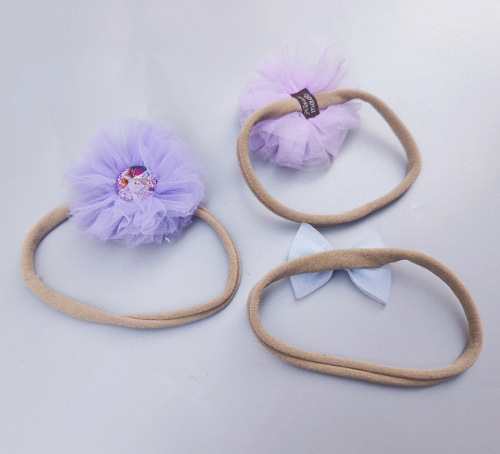 New baby hairband Korean style chiffon flower children's hair accessories headband seamless hair band princess jewelry 5-piece set