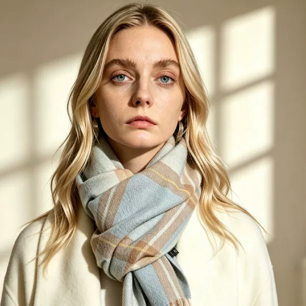 Autumn and winter pure wool women's plaid scarf, thickened and warm shawl, gift for mothers and elders, 100% wool scarf