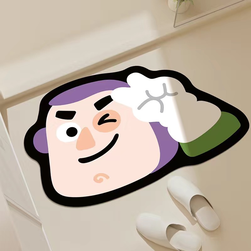 Baño doméstico absorción de agua almohadilla de pies de dibujos animados de forma especial almohadilla de suelo de barro de diatomeas secado rápido se puede cortar almohadilla de pies de puerta de baño
