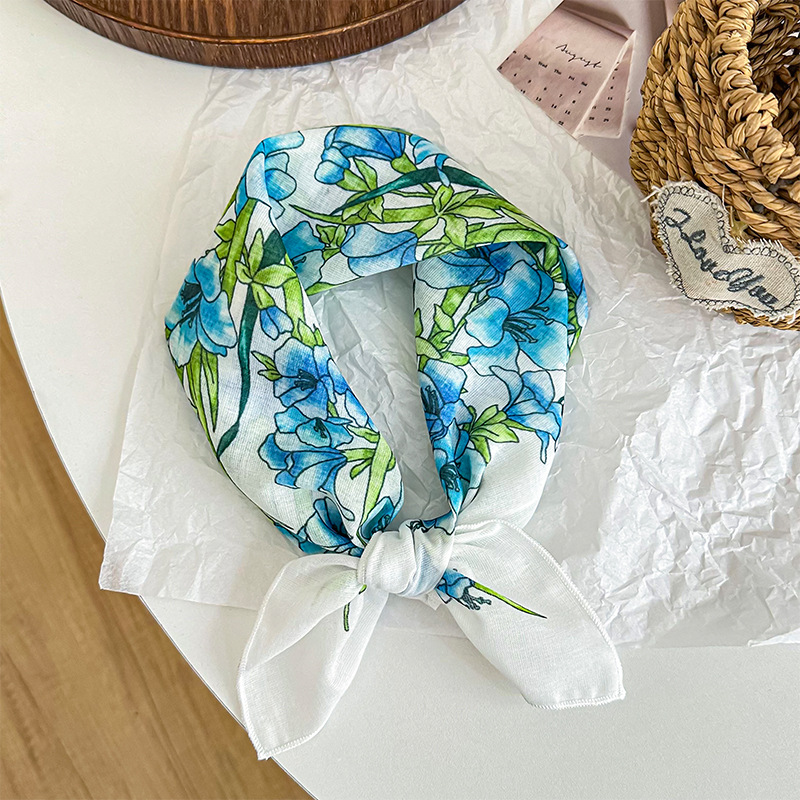 Bufanda de seda, bufanda cuadrada pequeña, bufanda fina, chal pequeño, protector de cuello de anacardo retro, bufanda decorativa, pañuelo en la cabeza, banda para el cabello