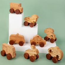 跨境原木慣性小車動物萌趣造型手推小車0-3歲兒童小汽車玩具