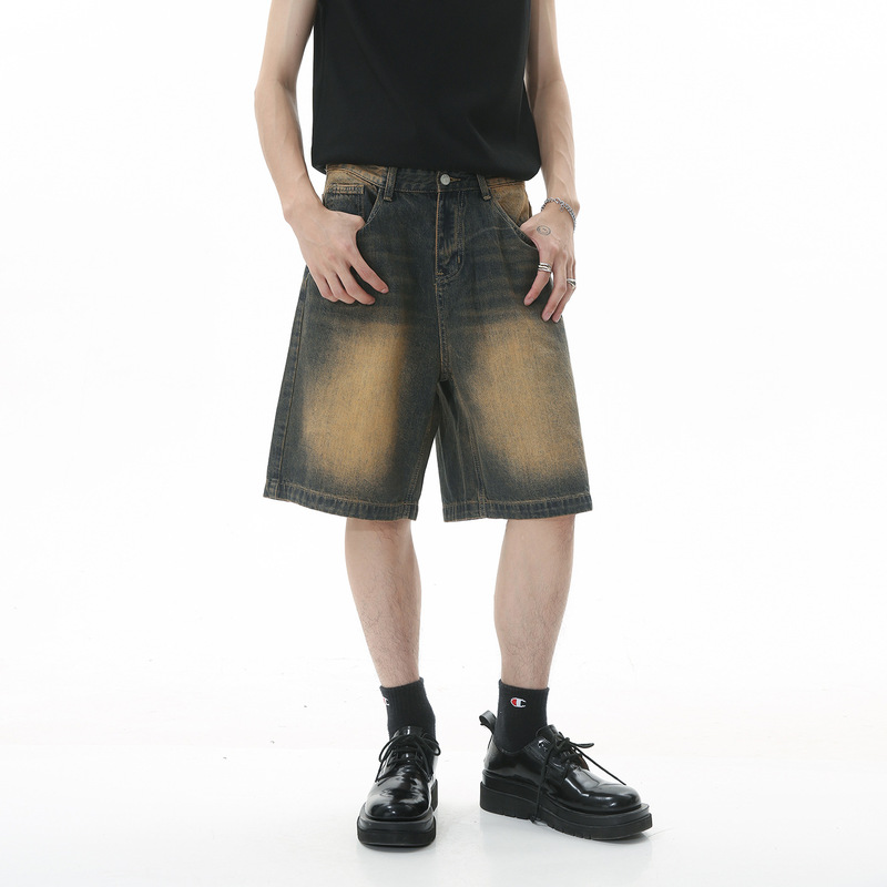 Mtlclothes Men's Clothing | American Vibe Casual Loose Distressed Denim Shorts Five-Point Pants Versatile for Everyday Wear