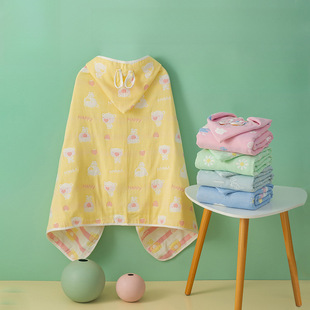Cotton Gauze Kidsren's Bath Towel Cape with Hood Wearable Absorbent Bath Robe Baby Baby Boy and Girl Towel Quilt