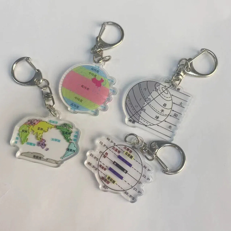 Geography Keychain Learning Inspirational Ornaments Desktop Creative Student Gift Acrylic Pendant ins Style High Color Value