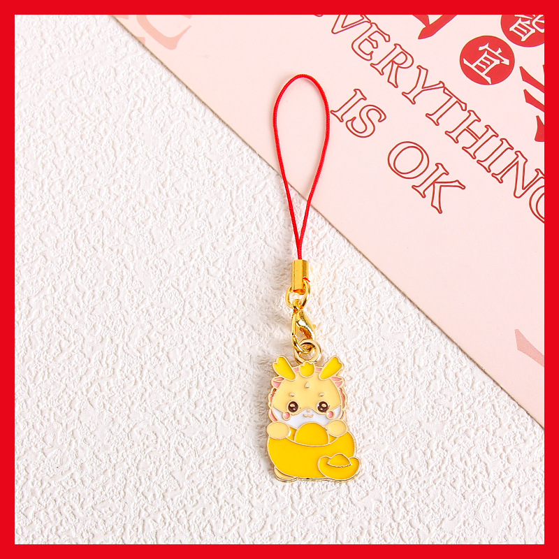 Año nuevo Dragón año regalo metal teléfono móvil cordón colgante bolsa adornos fortuna regalo creativo llavero