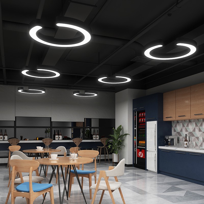 Customizado C-shaped lámpara de modelado oficina café en línea gimnasio barbería ropa industrial comercial chandelier