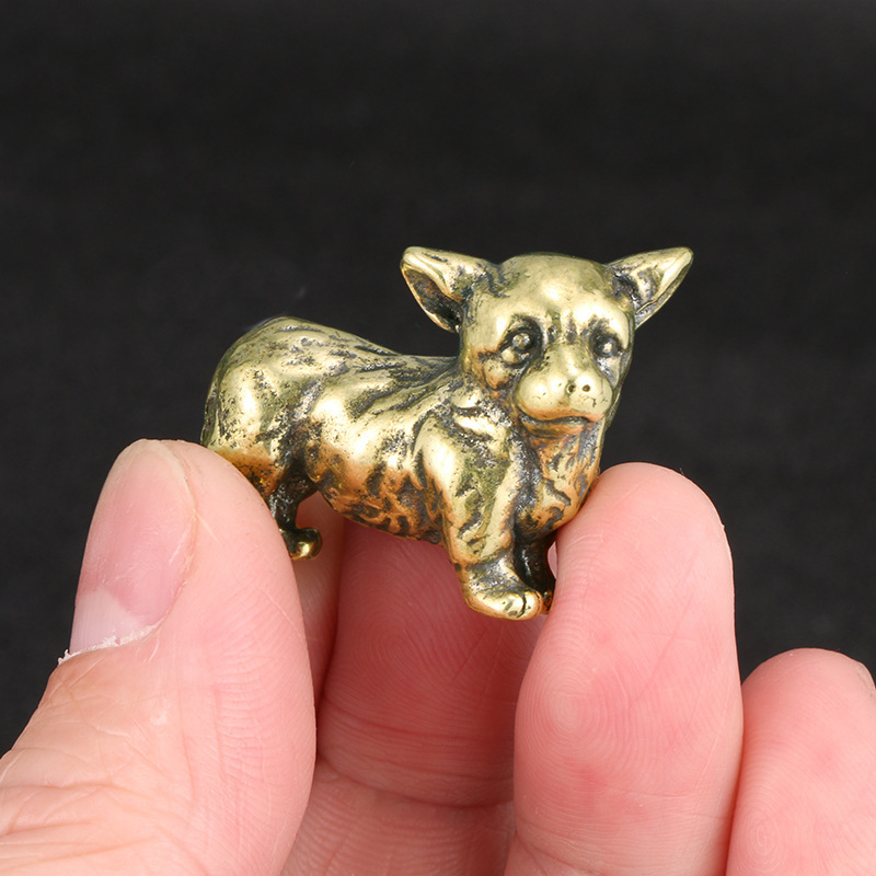 Cross-border Antique Solid Copper Brass Corgi Copper Ornaments Personalized Fun Puppy Antique Bronze Crafts Collection Cross-border Antique Solid Copper Brass Corgi Copper Ornaments Personalized Fun Puppy Antique Bronze Crafts Collection