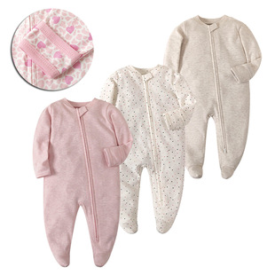 Baby Jumpsuit, Long-Sleeved Zipper Bag, Romper, Foot-Covering Pajamas, Infant Clothes, Summer Air-Conditioned Clothes