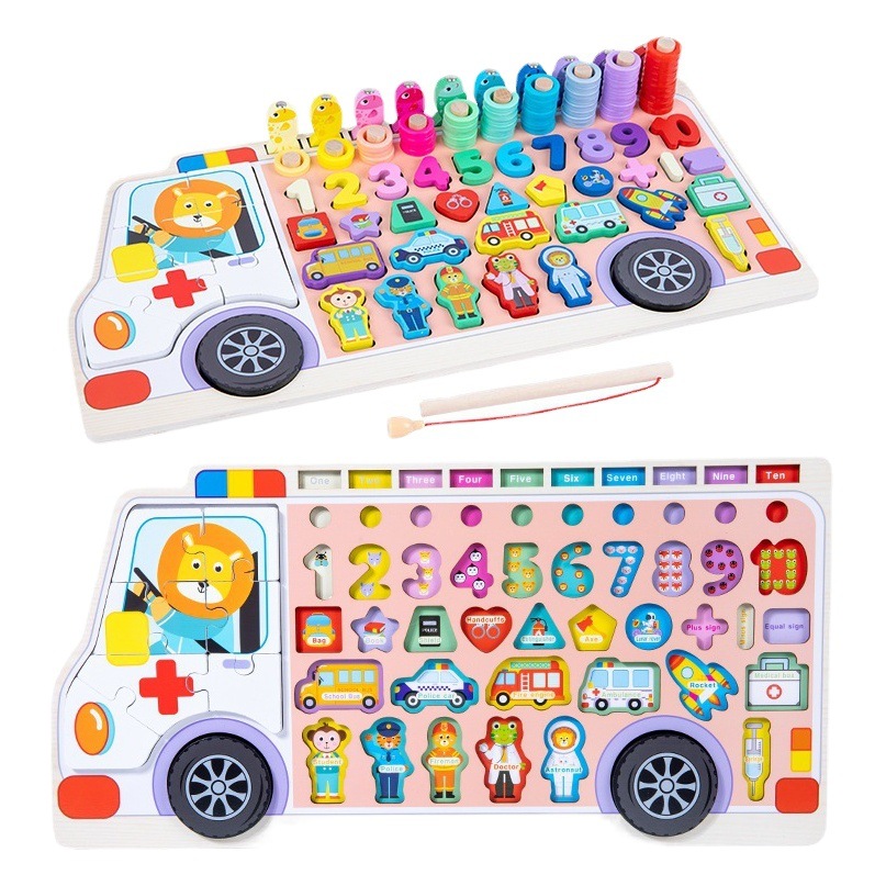 Tablero logarítmico de madera para niños tablero logarítmico múltiple digital animal educación temprana inteligencia educativa desarrollo rompecabezas de madera juguete