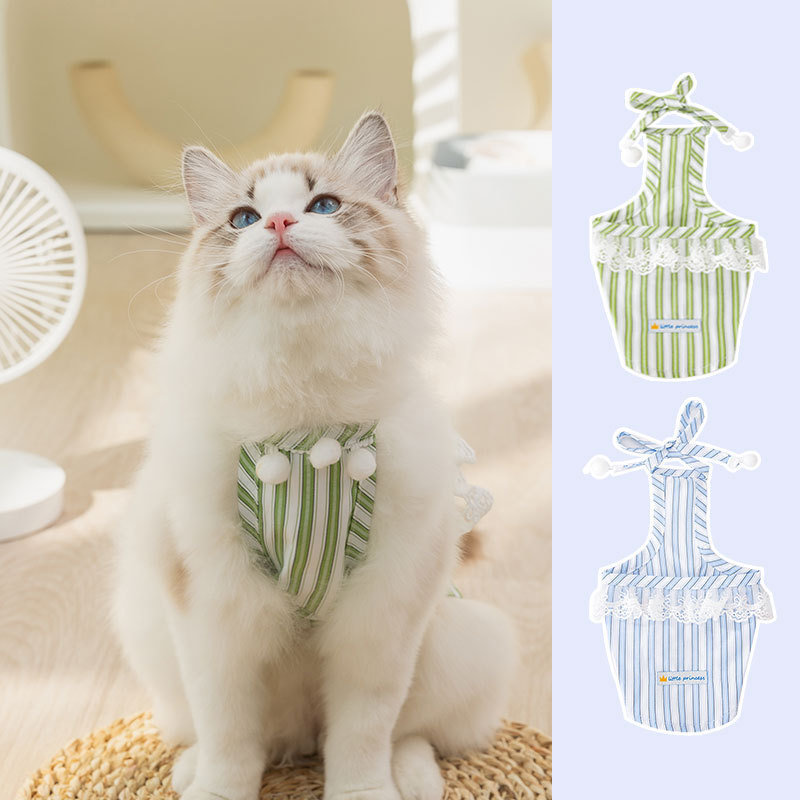 Spring and Summer new cat lace thin strap small puppy Teddy vest cloth doll cat pet clothes